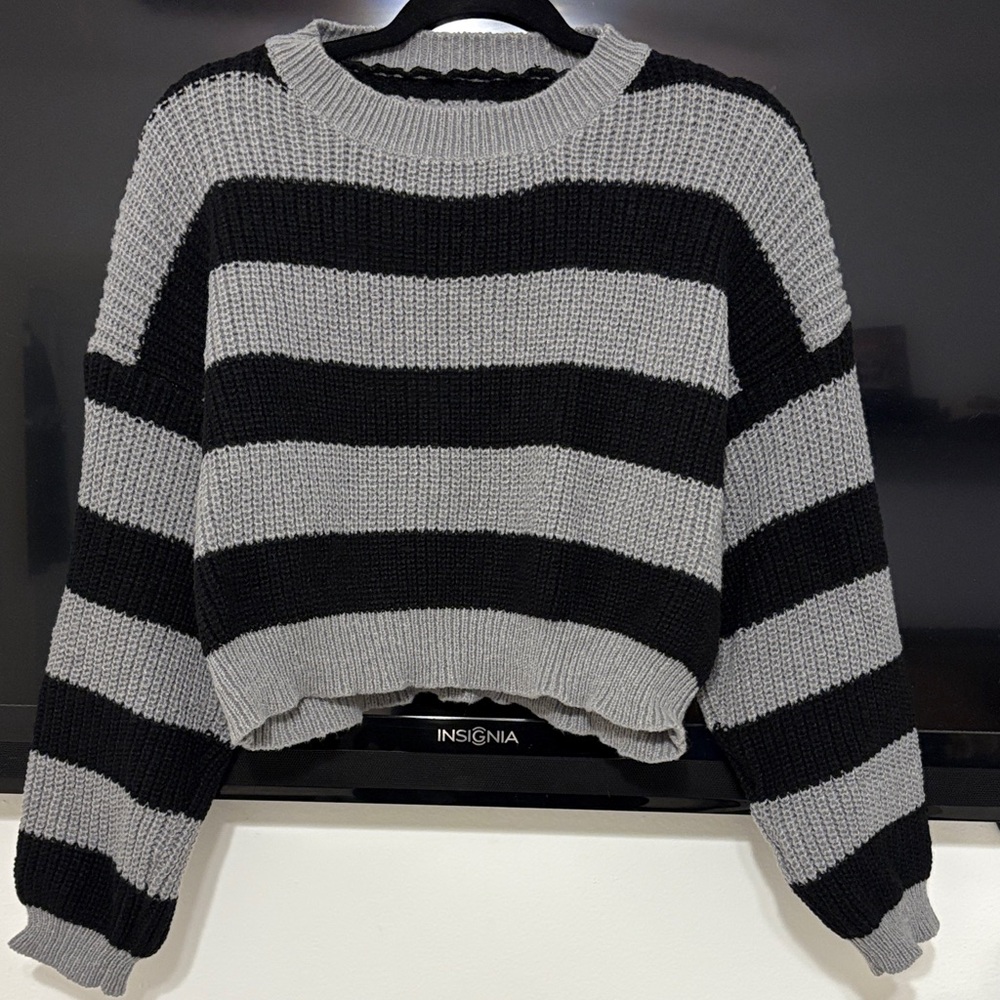 Striped Black and Gray Women's Sweater